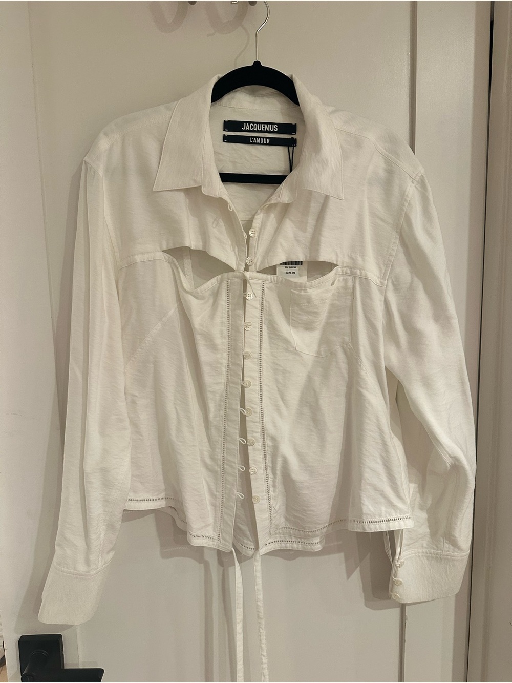 Jacquemus White Cutout Button-Front Long Sleeve Shirt